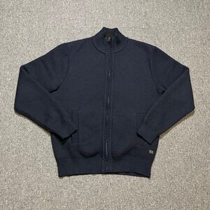 Buffalo David Bitton Sweater Large Black Full Zip Faux Fur Lined Knit Jacket L